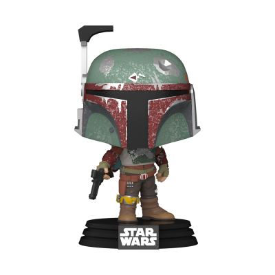 Figurina Funko Pop Boba Fett Star Wars com capacete verde e base preta