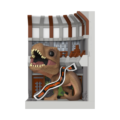 Figura de dinossauro T-Rex numa caixa com faixa MINI DINOSAURS