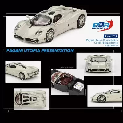 Miniatura carro Pagani Utopia Presentation cinza claro escala 1:64