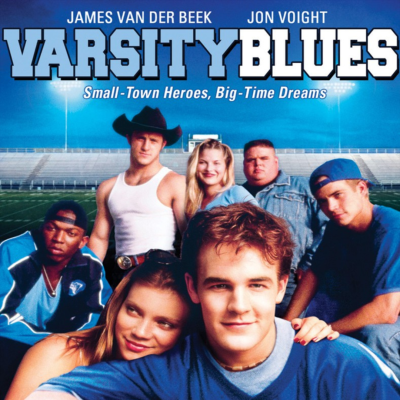 Capa do filme Varsity Blues com jovens em roupas casuais e texto no topo