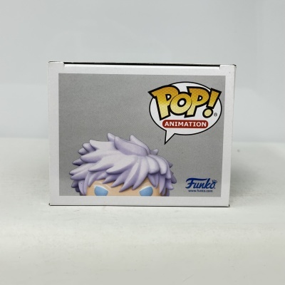 Caixa Funko Pop! Animation com personagem de cabelo lilás e olhos azuis