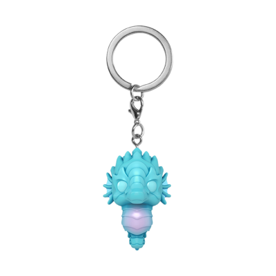 Chaveiro cavalo-marinho azul celeste em fundo preto