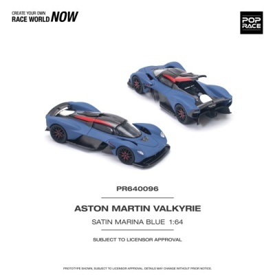 Carros miniatura Aston Martin Valkyrie azul Satin Marina Blue 1:64 com detalhes preto e vermelho
