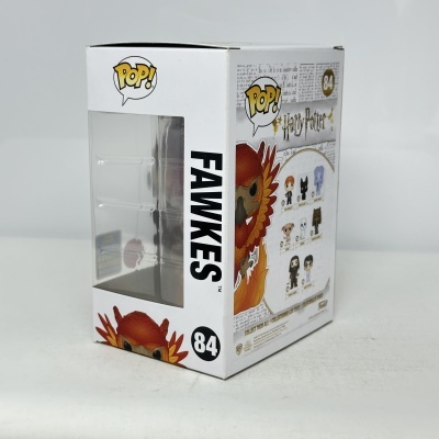 Caixa de embalagem Funko Pop Fawkes número 84 com imagem de fénix