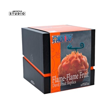 Caixa preta e laranja com embalagem da réplica Flame-Flame Fruit