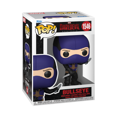 Figura Funko Pop! de Bullseye do Daredevil na embalagem.