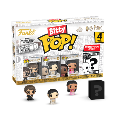 Conjunto Funko Bitty Pop! Harry Potter com 4 figuras miniatura e caixa branca