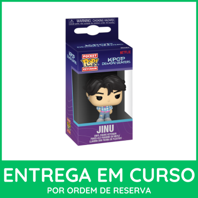 Caixa com figura de vinil chaveiro JINU KPOP DEMON HUNTERS da Netflix