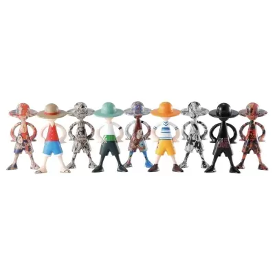 Conjunto de nove figuras decorativas coloridas e estilizadas em fila