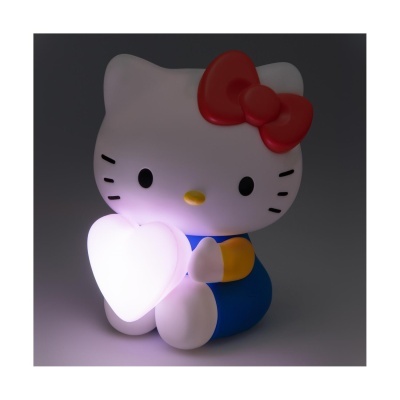 Lâmpada infantil Hello Kitty segurando coração iluminado