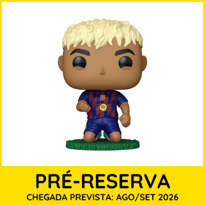 Boneco colecionável de futebolista com camisola FC Barcelona em pose de joelhos