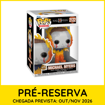 Figura Funko Pop! Michael Myers Halloween II em chama dentro de caixa para pré-reserva.