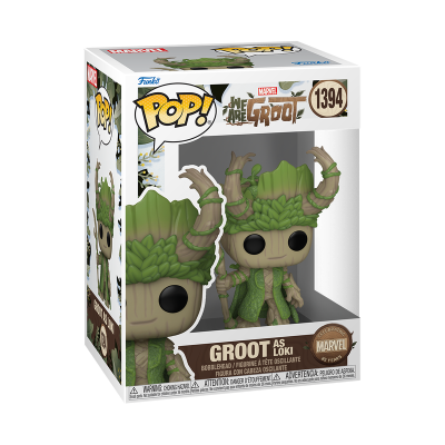 Figura Funko Pop! Groot como Loki da Marvel na caixa