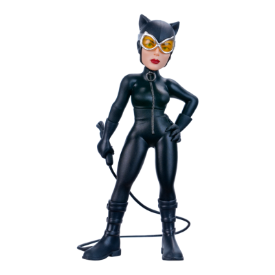 Figura de ação mulher de preto com máscara de gato e chicote