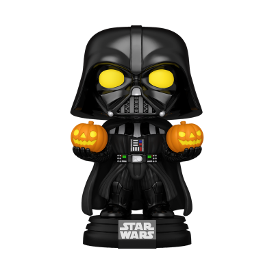 Figura Funko Pop Darth Vader segurando duas abóboras