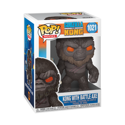 Funko Pop! Godzilla vs Kong com figura de Kong com machado de batalha na caixa