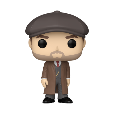 Figura Funko Pop de personagem masculina com boina e casaco castanho.