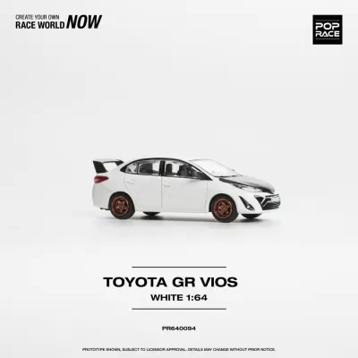 Miniatura de Toyota GR Vios branco com capô preto e jantes bronze