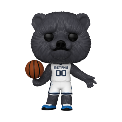 Figura urso com camisola do Memphis a segurar bola de basquetebol