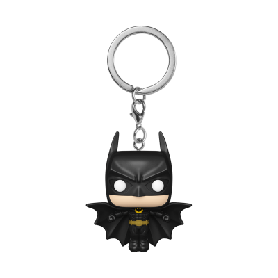 Chaveiro do personagem Batman em preto com amarelo e branco.