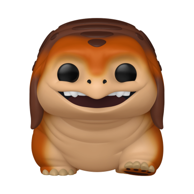 Figura Funko Pop de criatura alaranjada, branca e castanha com boca aberta e olhos grandes