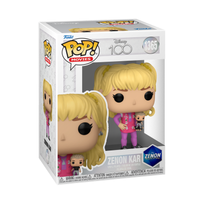 Funko Pop! Zenon Kar da coleção Disney 100 numa caixa de cor branca, com detalhes em cinza e amarelo.