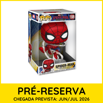 Boneco Funko Pop! Spider-Man em caixa com fundo amarelo de pré-reserva