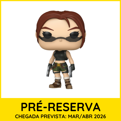 Figura colecionável tipo Funko Pop de personagem feminina com pistolas