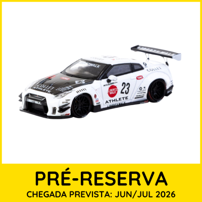 Miniatura de carro de corrida branca com número 23 e logos Liberty Walk