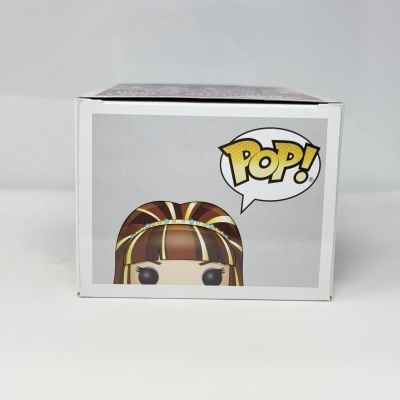 Caixa da figura POP! mostrando a parte superior da cabeça da personagem e o balão com texto POP!