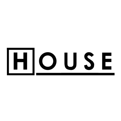 Logótipo preto com a palavra HOUSE, letra H dentro de quadrado e linha debaixo das letras USE