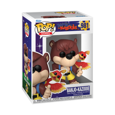 Figura Funko Pop! Banjo-Kazooie vinil 981 urso e pássaro na caixa