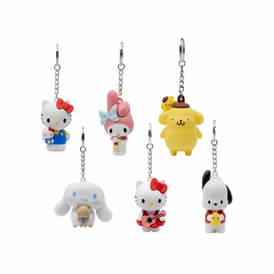 Conjunto de 6 porta-chaves coloridos com personagens de animação