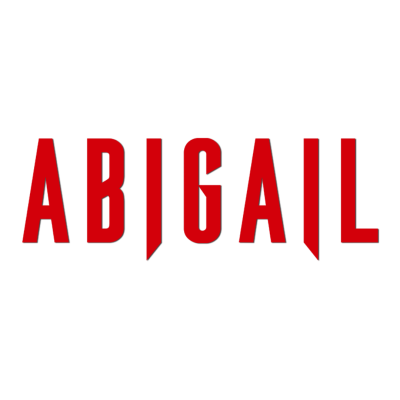 Texto ABIGAIL em letras vermelhas sobre fundo branco