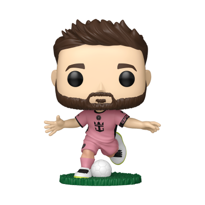 Boneco Funko Pop jogador de futebol em uniforme cor-de-rosa com bola