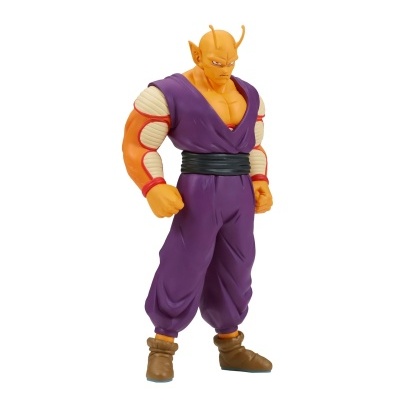 Figura de ação de personagem com roupa roxa e pele laranja.