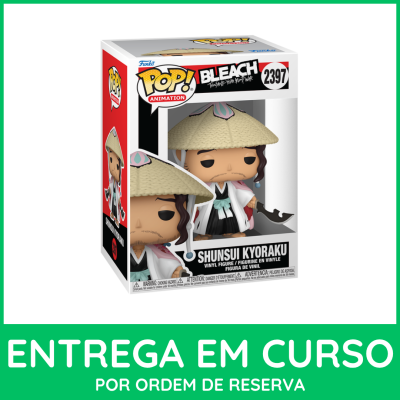 Figurinha Funko Pop! Shunsui Kyoraku da série Bleach em caixa transparente