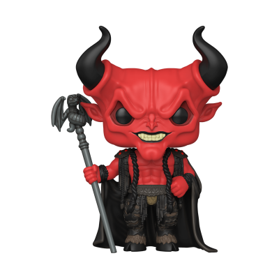 Figura de vinil de demónio vermelho com chifres e capa preta