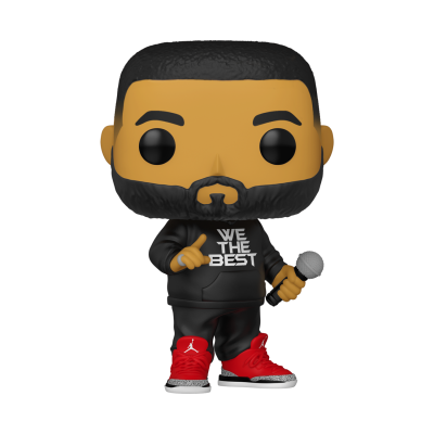Figura colecionável Funko Pop de homem com sweatshirt preta e microfone