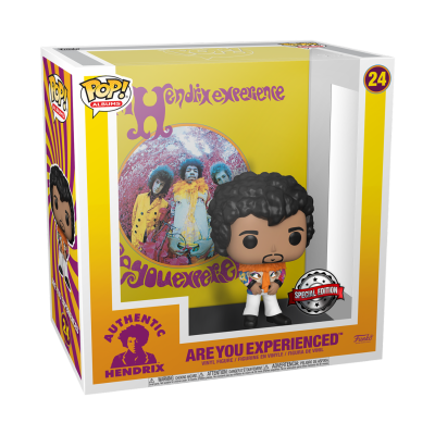 Figura Funko Pop! Jimi Hendrix com álbum Are You Experienced na caixa