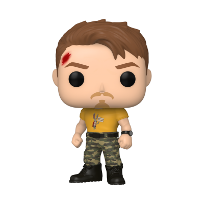 Figura Funko Pop com cabelo castanho e roupa camuflada