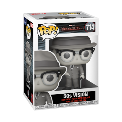 Figura Funko Pop! 50s Vision Nº 714 com fato cinzento, chapéu e óculos em caixa