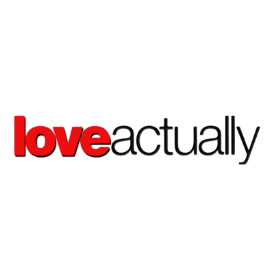 Texto loveactually em vermelho e preto sobre fundo branco