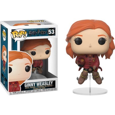 Figura Funko Pop da Ginny Weasley com roupa de quadribol e sua embalagem