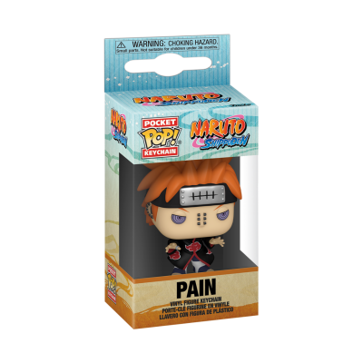 Chaveiro Pocket Pop! Naruto Shippuden Pain em caixa azul com detalhes em bege