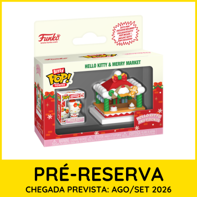 Conjunto Bitty Pop! Towns Funko Hello Kitty & Merry Market em embalagem festiva