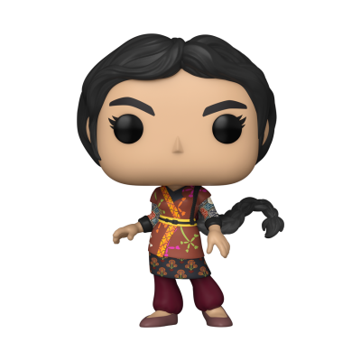Figura Funko Pop de vinil com roupa colorida e cabelo preto