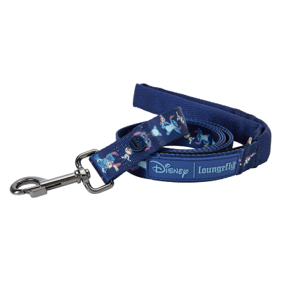Trela azul para cão com padrão Disney e fecho metálico