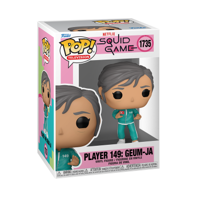 Funko Pop figura PLAYER 149: GEUM-JA da série Squid Game em caixa