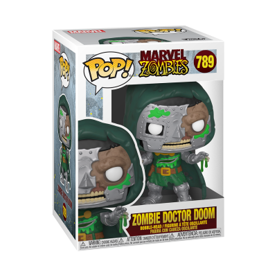 Figura POP! de Zombie Doctor Doom em caixa com design Marvel Zombies